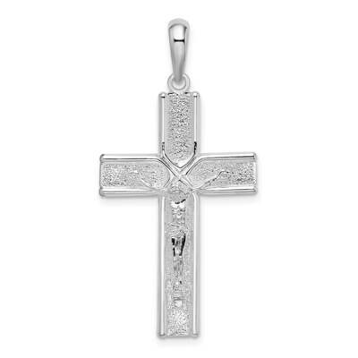 Satin Crucifix Cross Pendant Sterling Silver Polished QC10169, MPN: QC10169, 637218168446