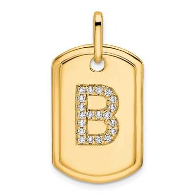 Diamond Initial B Dog Tag Charm 14k Gold PM9842B-025-YA, MPN: PM9842B-025-YA,