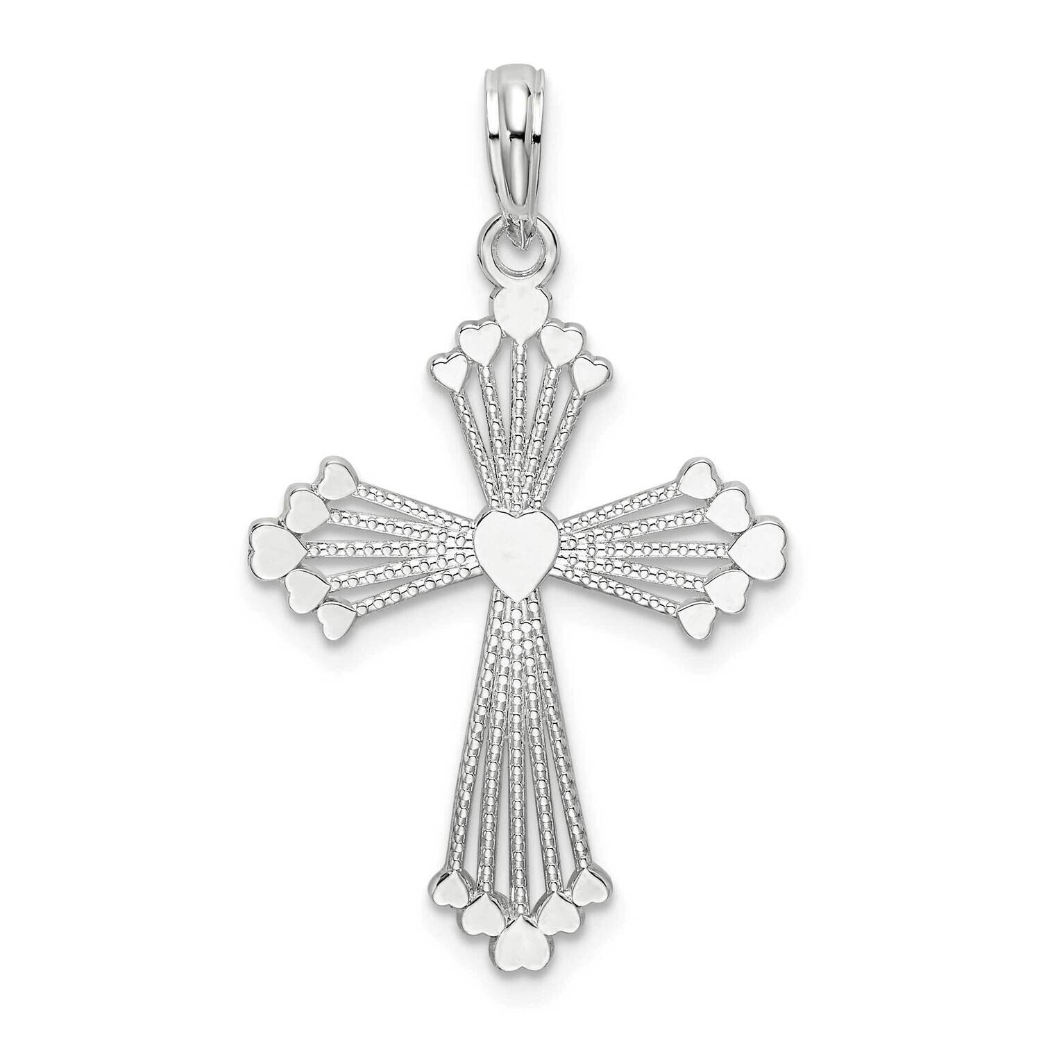 Heart Cross Pendant Sterling Silver Polished QC10476, MPN: QC10476, 637218181735