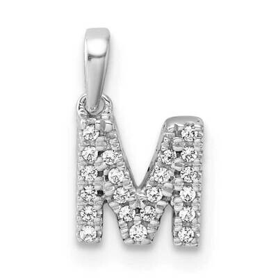 Diamond Letter M Initial Bail Pendant 14k White Gold PM9797M-009-WA, MPN: PM9797M-009-WA,