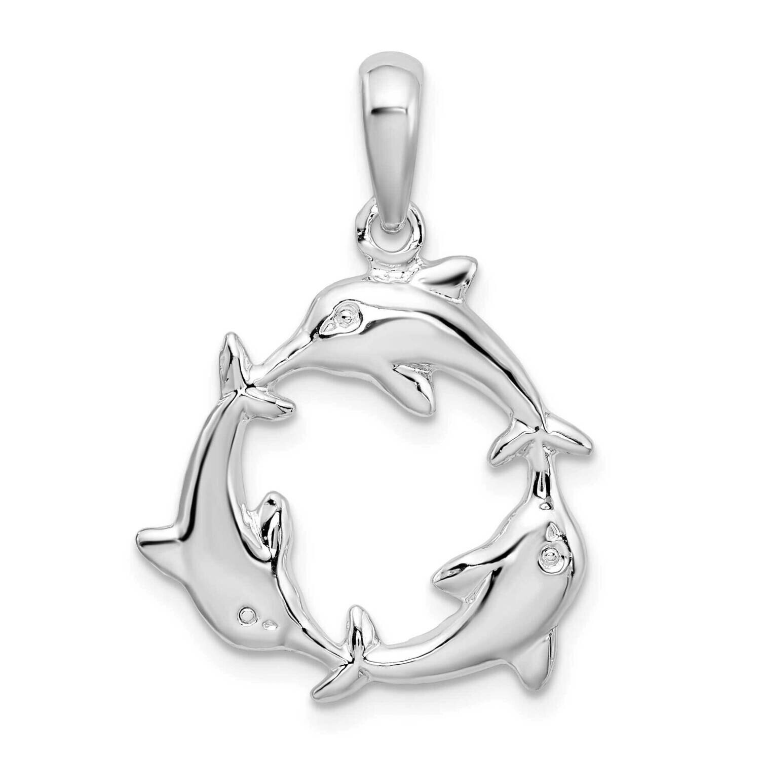 3 Dolphin Circle Pendant Sterling Silver Polished QC10023, MPN: QC10023, 637218155873