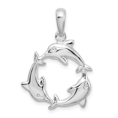 3 Dolphin Circle Pendant Sterling Silver Polished QC10023, MPN: QC10023, 637218155873