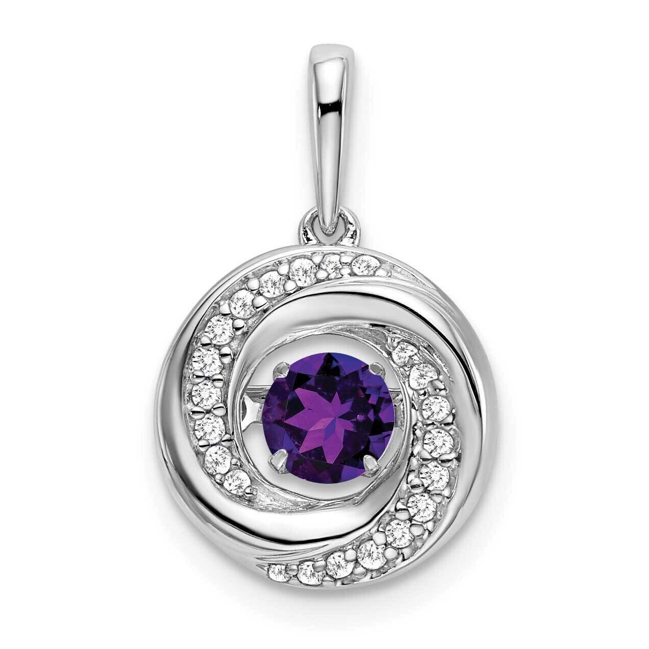 Round Amethyst Diamond Pendant 14k White Gold PM7143-AM-011-WA, MPN: PM7143-AM-011-WA,