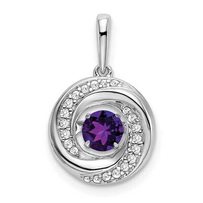 Round Amethyst Diamond Pendant 14k White Gold PM7143-AM-011-WA, MPN: PM7143-AM-011-WA,