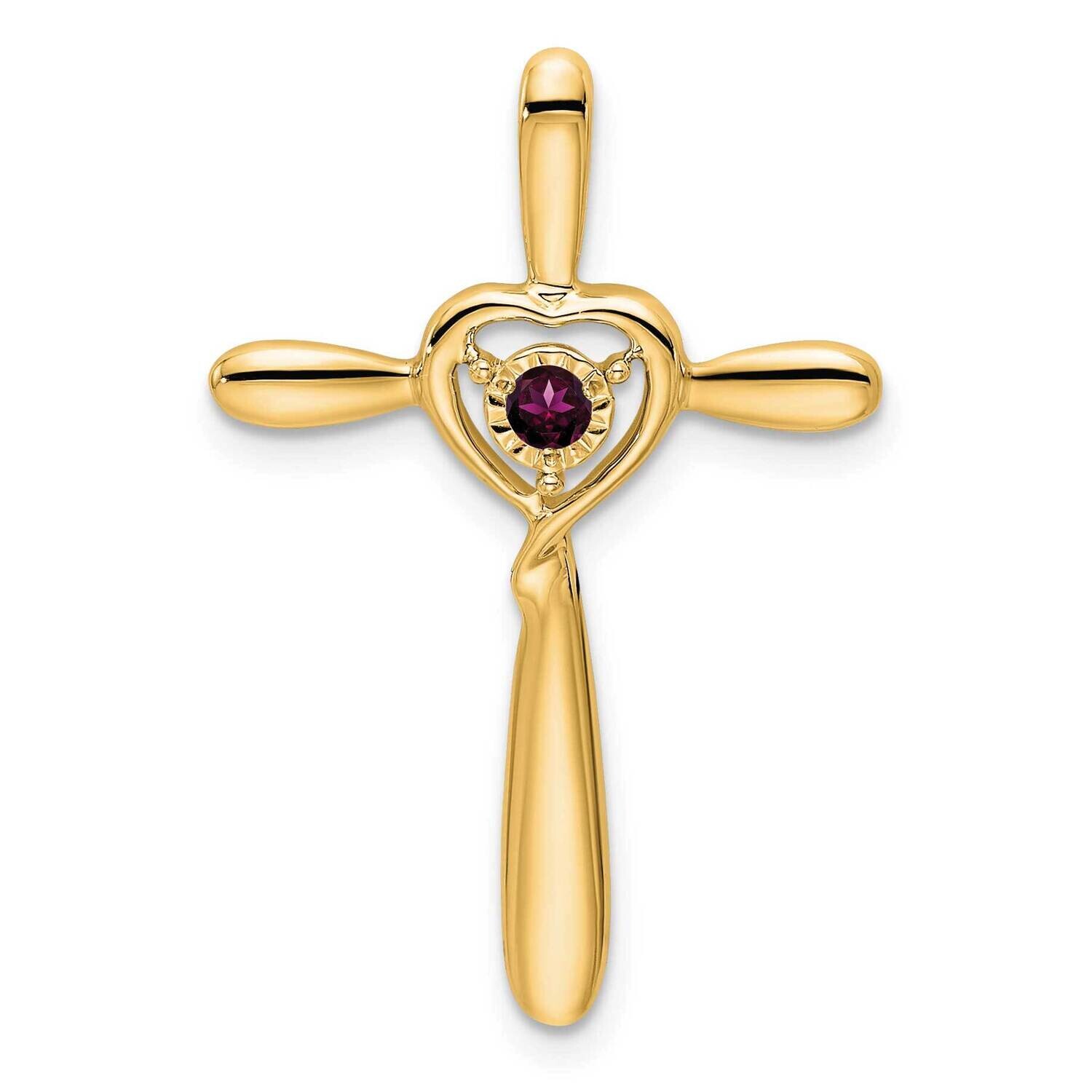 Rhodolite Garnet Cross Heart Chain Slide 10k Gold PM7408-RG-1Y, MPN: PM7408-RG-1Y,