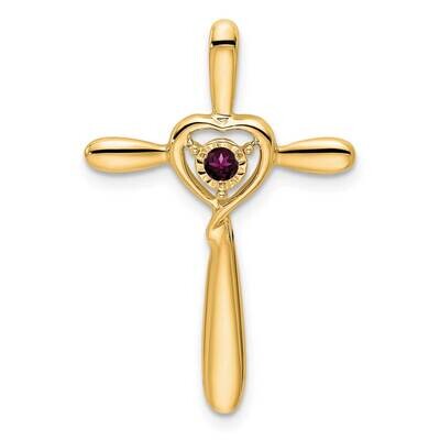 Rhodolite Garnet Cross Heart Chain Slide 10k Gold PM7408-RG-1Y, MPN: PM7408-RG-1Y,