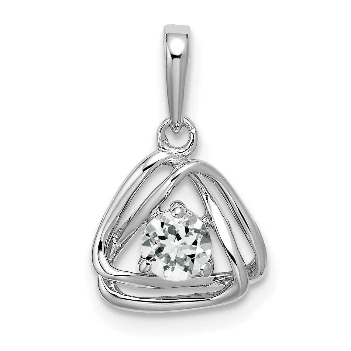 White Topaz Triangle Pendant 14k White Gold PM7395-WT-W, MPN: PM7395-WT-W, 191101400513