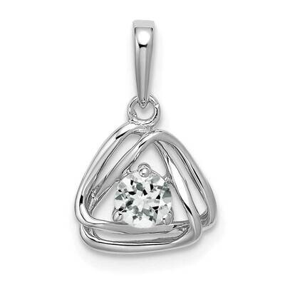 White Topaz Triangle Pendant 14k White Gold PM7395-WT-W, MPN: PM7395-WT-W, 191101400513