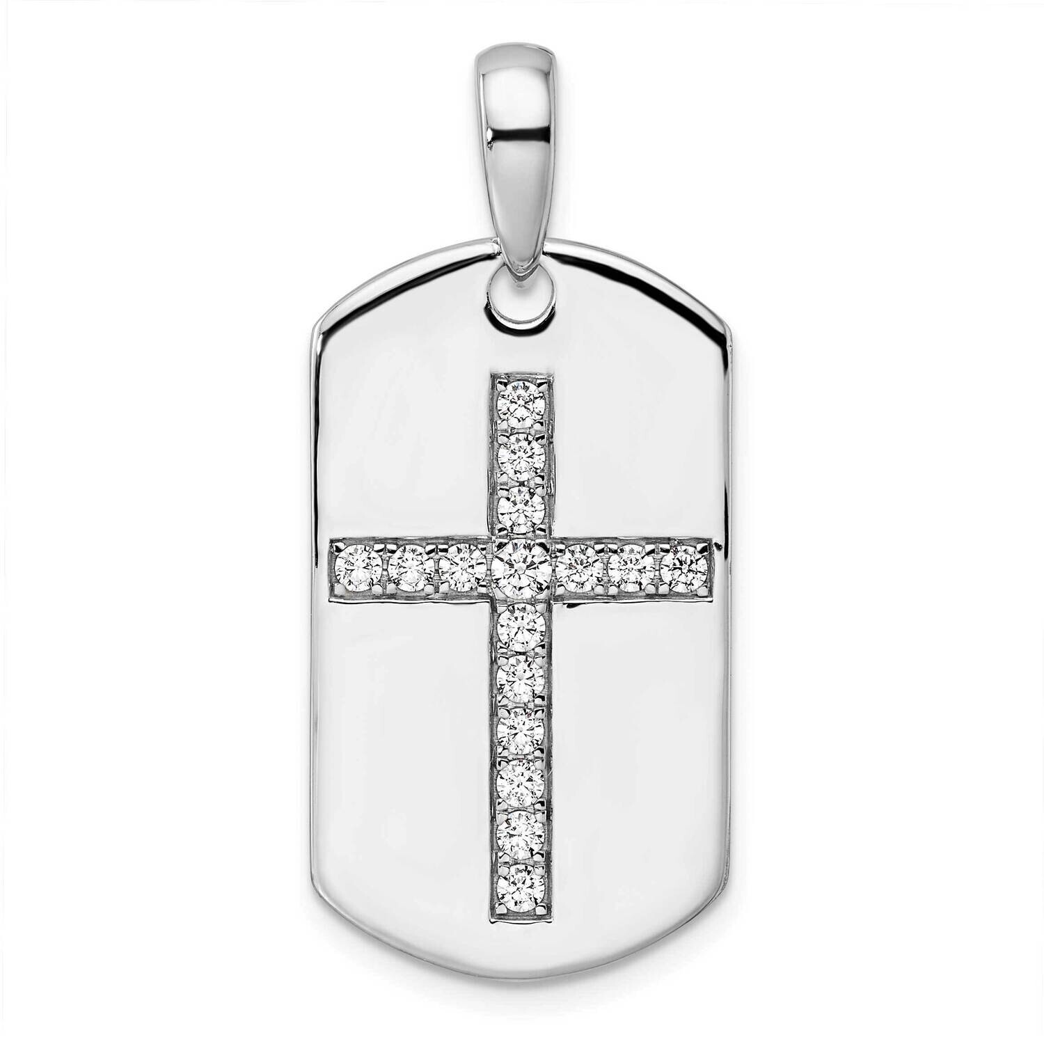 True Origin Men&#39;s 1/2 Carat Diamond Vs/Si D E F Cross Dog Tag Pendant 14k White Gold PM9370-050-WLD…