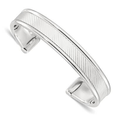 Textured Cuff Bangle Bracelet Sterling Silver Polished QB1453, MPN: QB1453,