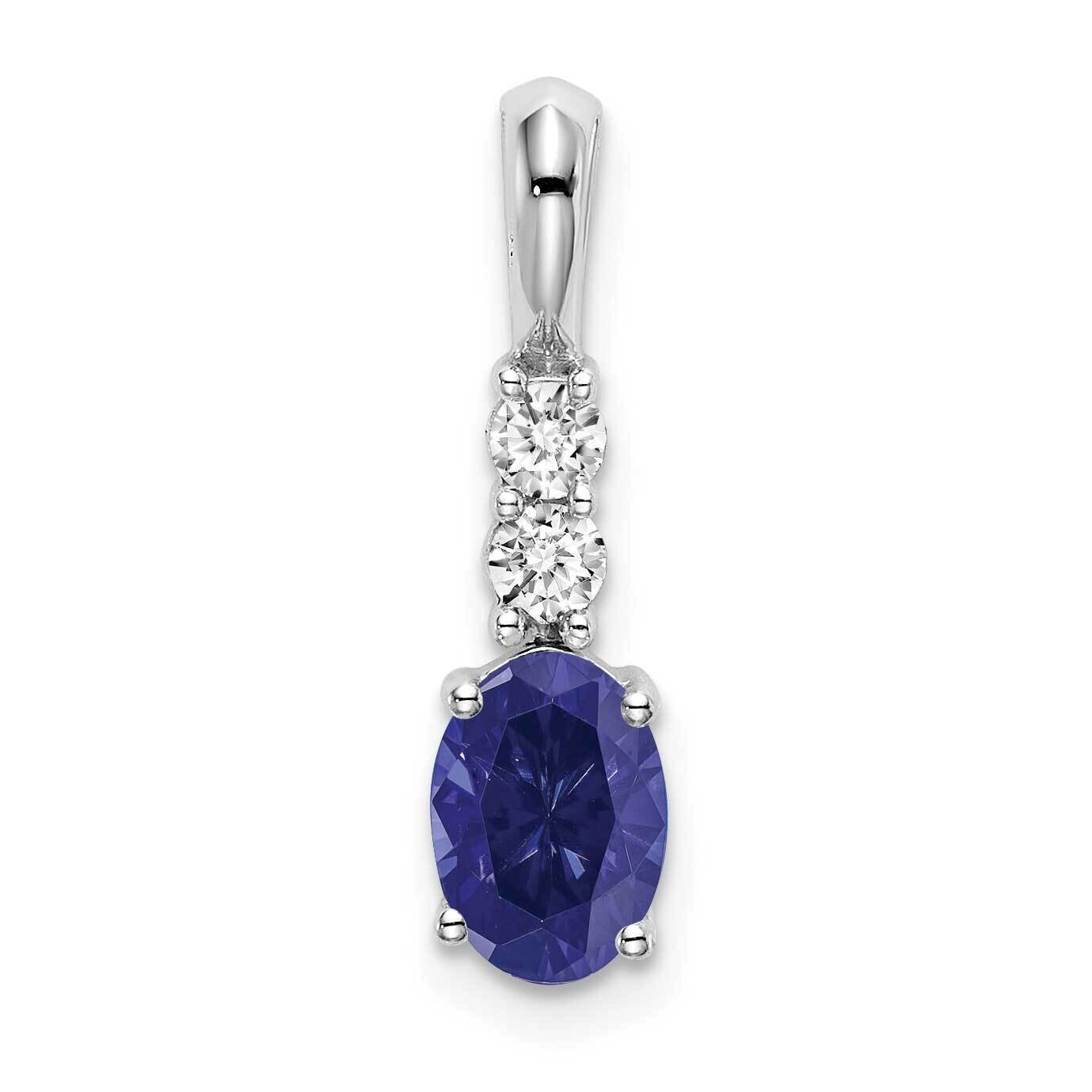 Oval Created Sapphire Diamond Pendant 14k White Gold PM7406-CSA-013-WA, MPN: PM7406-CSA-013-WA, 191…