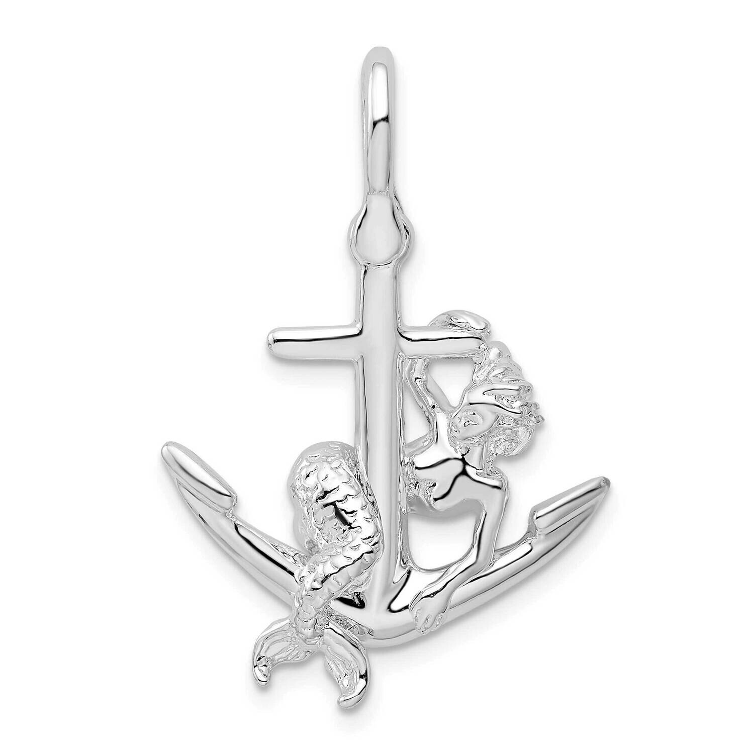 3D Anchor Mermaid Pendant Sterling Silver Polished QC10410