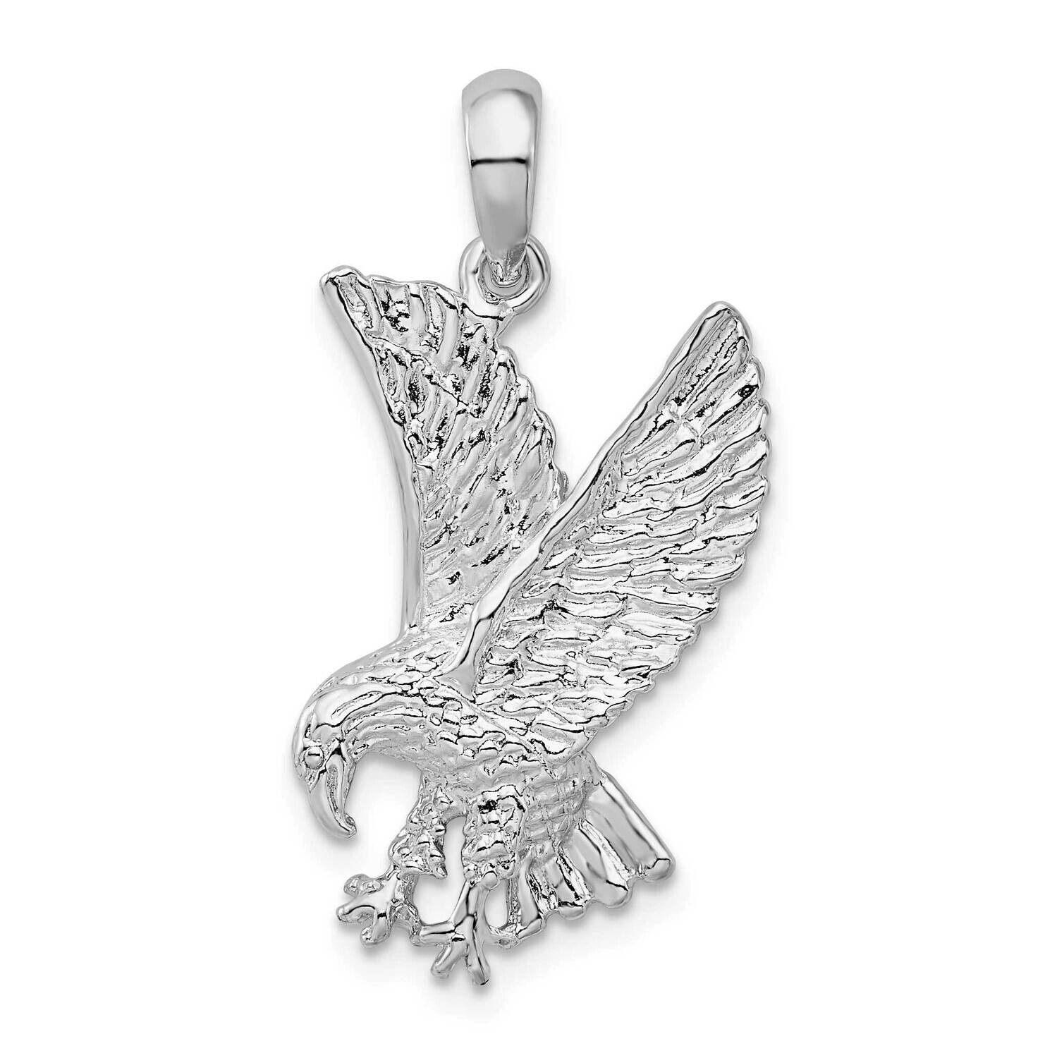 Textured Landing Eagle Pendant Sterling Silver Polished QC10509, MPN: QC10509, 637218182749