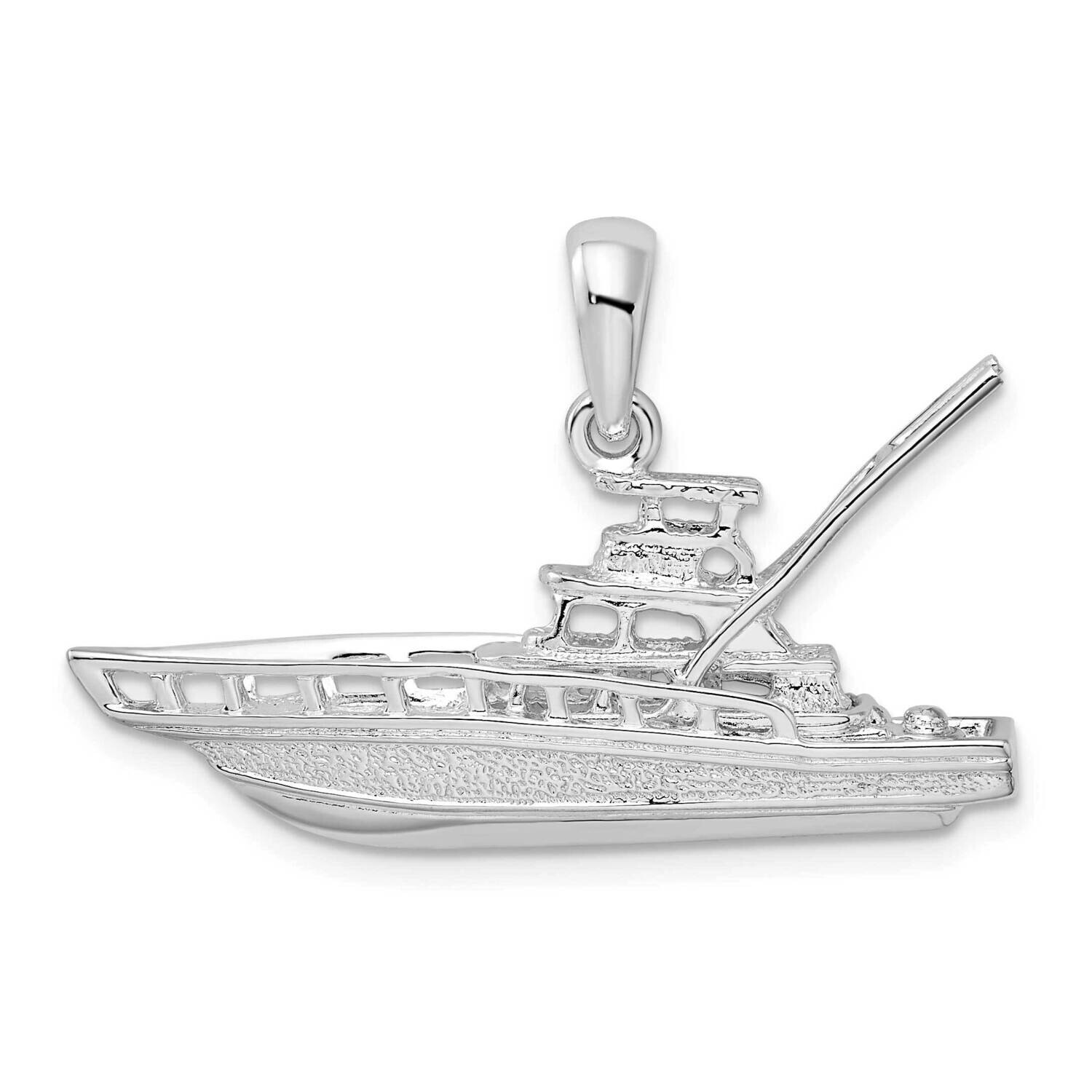 3D Sportfishing Boat Pendant Sterling Silver Polished QC10450