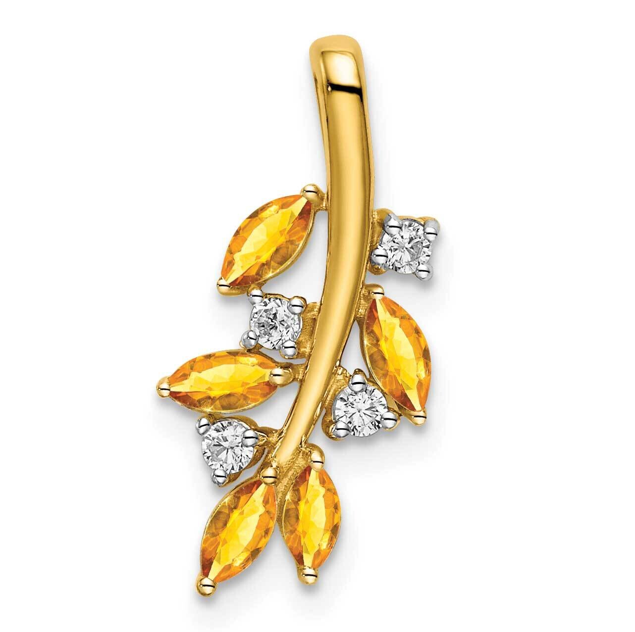 Citrine Diamond Leaves Pendant 14k Gold PM7127-CI-009-YA, MPN: PM7127-CI-009-YA,