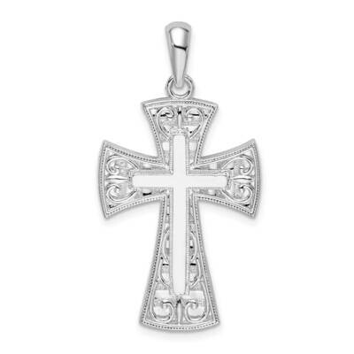 Fancy Heart Design Cross Pendant Sterling Silver QC10195, MPN: QC10195, 637218169634
