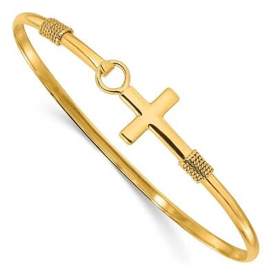 Gold-Tone Polished Cross Bangle Sterling Silver QB1249GP, MPN: QB1249GP,
