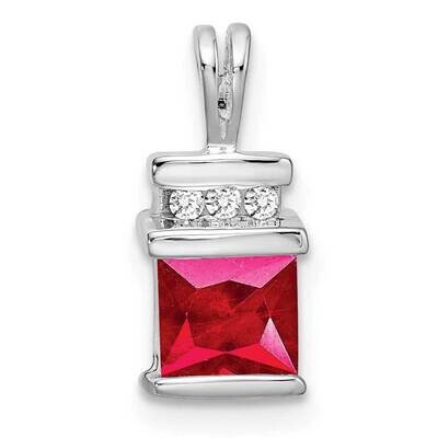 Square Ruby Diamond Pendant 14k White Gold PM7184-RU-003-WA, MPN: PM7184-RU-003-WA,