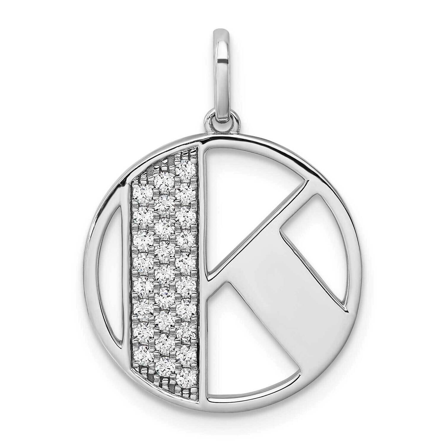Gatsby Diamond Initial K Charm 14k White Gold PM9843K-028-WA, MPN: PM9843K-028-WA,