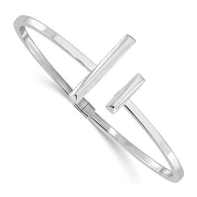 Bars Hinged Cuff Bangle Bracelet Sterling Silver Polished QB1464, MPN: QB1464,