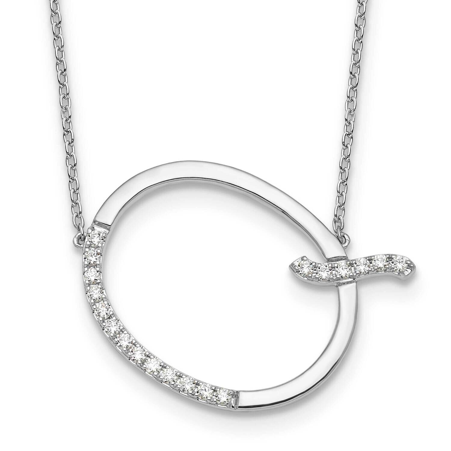 Sideways Diamond Initial Q Necklace 14k White Gold PM9844Q-023-WA, MPN: PM9844Q-023-WA,
