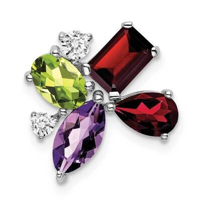 Amethyst Peridot Garnet Diamond Chain Slide 14k White Gold PM7129-AM/PE-009-WA, MPN: PM7129-AM/PE-0…