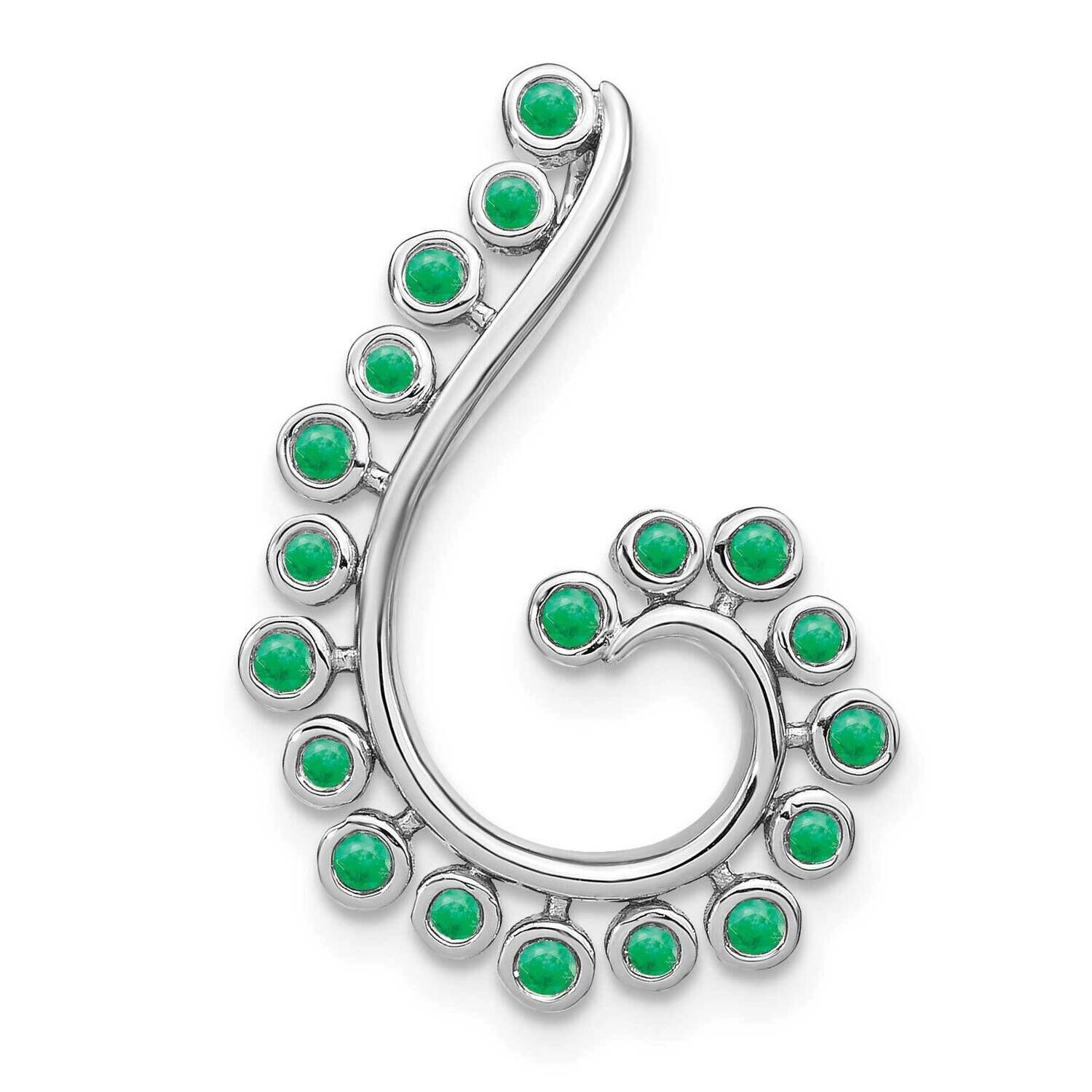 Emerald Swirl Chain Slide 14k White Gold PM7451-EM-W, MPN: PM7451-EM-W,