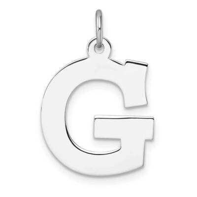 Large Block Letter G Initial Charm Sterling Silver Rhodium-Plated QC11255G, MPN: QC11255G,