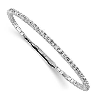 Sterling Shimmer 65 Stone CZ Flexible Bangle Bracelet Sterling Silver Rhodium-Plated QB1361, MPN: Q…