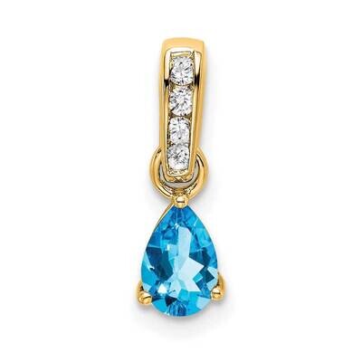 Pear Blue Topaz Diamond Pendant 14k Gold PM7409-BT-005-YA, MPN: PM7409-BT-005-YA,