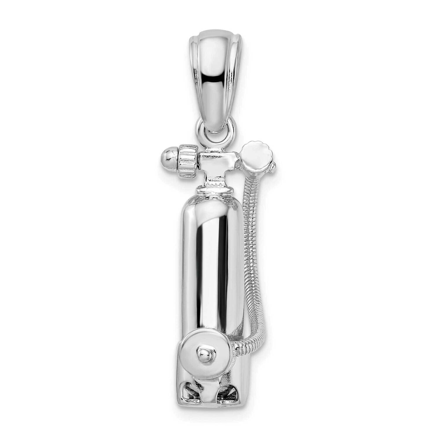 3D Single Scuba Tank Hose Pendant Sterling Silver Polished QC10595, MPN: QC10595, 637218187973