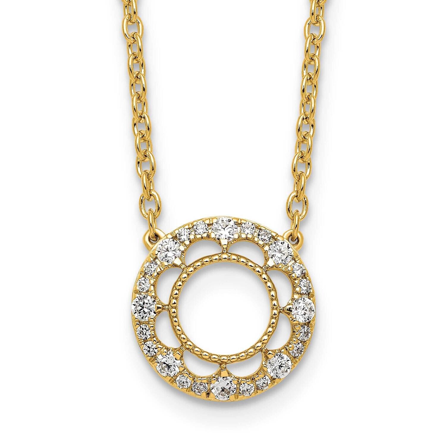 Fancy Circle Diamond 18 Inch Necklace 14k Gold PM9944-025-YA-18, MPN: PM9944-025-YA-18,