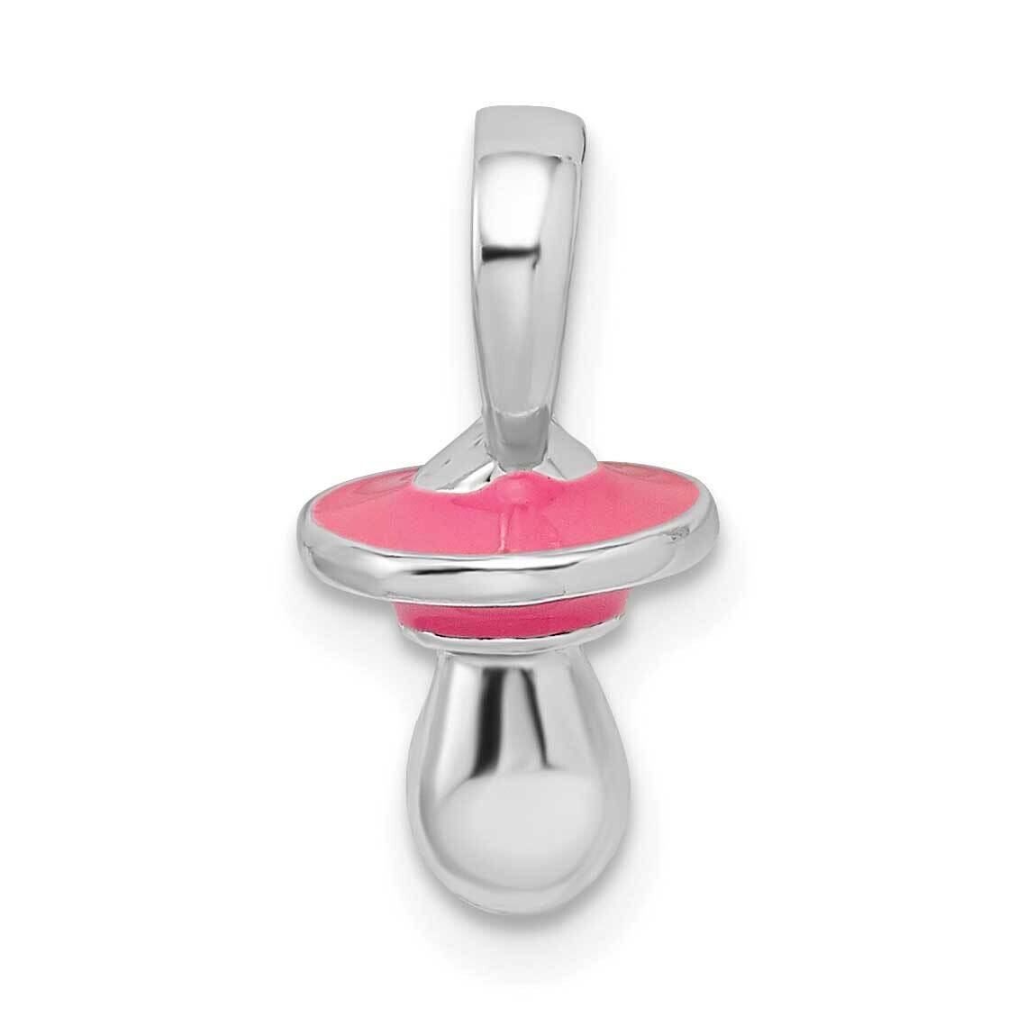 3D Pink Enameled Pacifier Pendant Sterling Silver Polished QC10654, MPN: QC10654, 637218144730