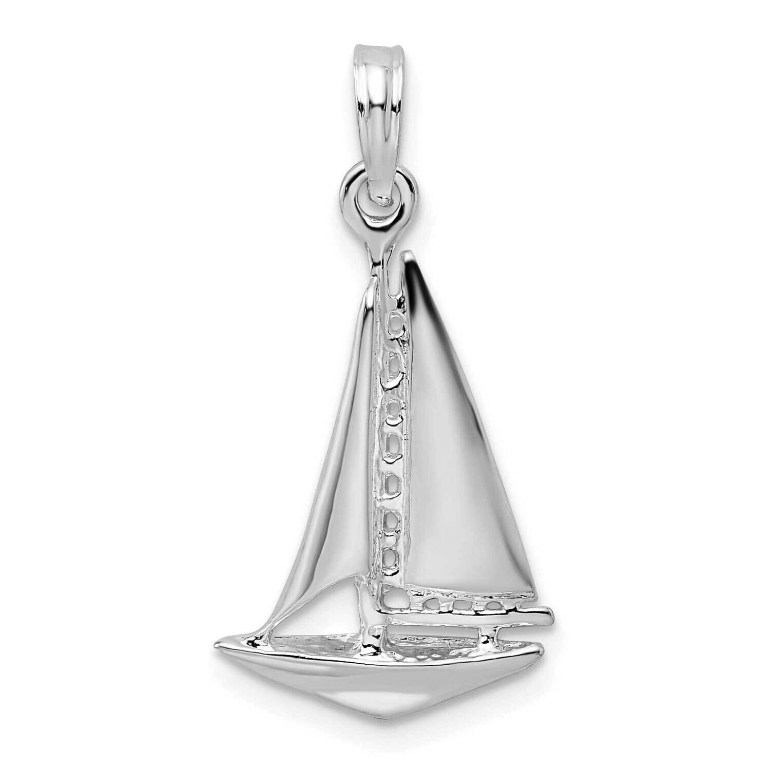3D Sailboat Pendant Sterling Silver Polished QC10154