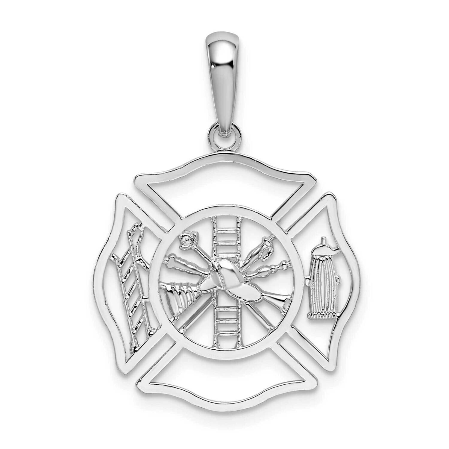 Cut-Out Fireman Shield Pendant Sterling Silver Polished QC10606 by Men&#39;s Jewelry and Accessories, M…
