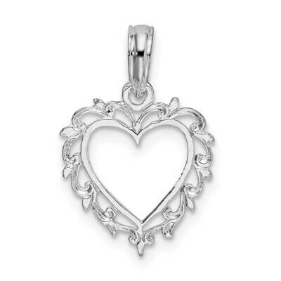 Lacey Edge Open Heart Pendant Sterling Silver Polished QC10524, MPN: QC10524, 637218182893