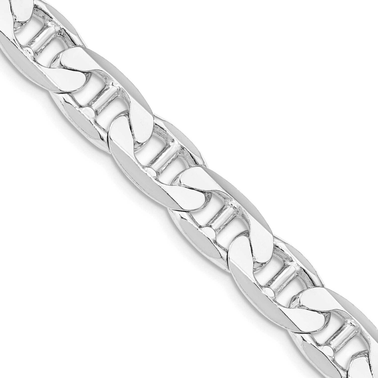 9.5mm Flat Anchor Chain 24 Inch Sterling Silver Rhodium-Plated QAN250R-24, MPN: QAN250R-24,