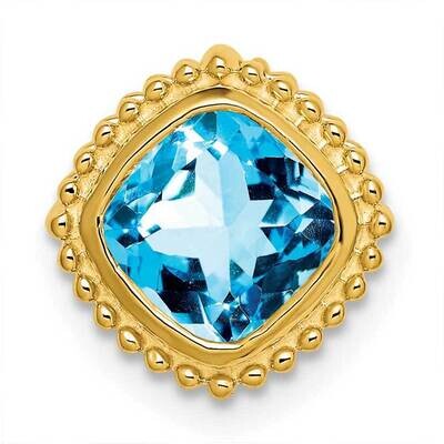 Cushion Blue Topaz Chain Slide 11 Inch 14k Gold PM7201-BT-Y, MPN: PM7201-BT-Y,