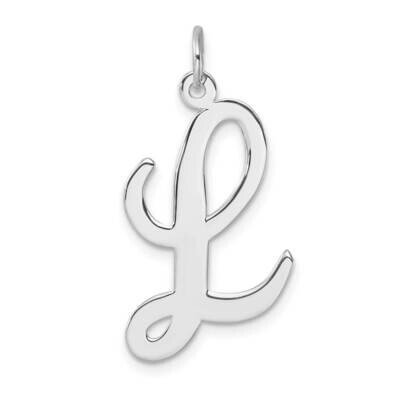 Large Script Letter L Initial Charm Sterling Silver Rhodium-Plated QC11253L, MPN: QC11253L,