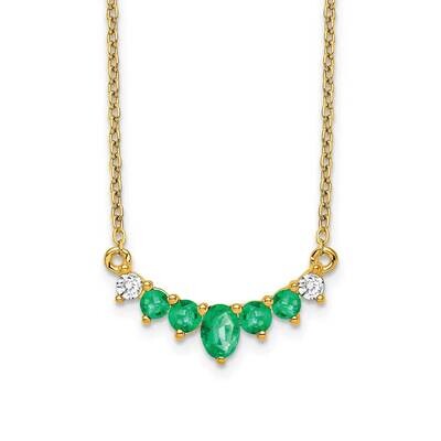 Emerald Diamond 18 Inch Necklace 14k Gold PM7177-EM-007-YA, MPN: PM7177-EM-007-YA, 883957763163