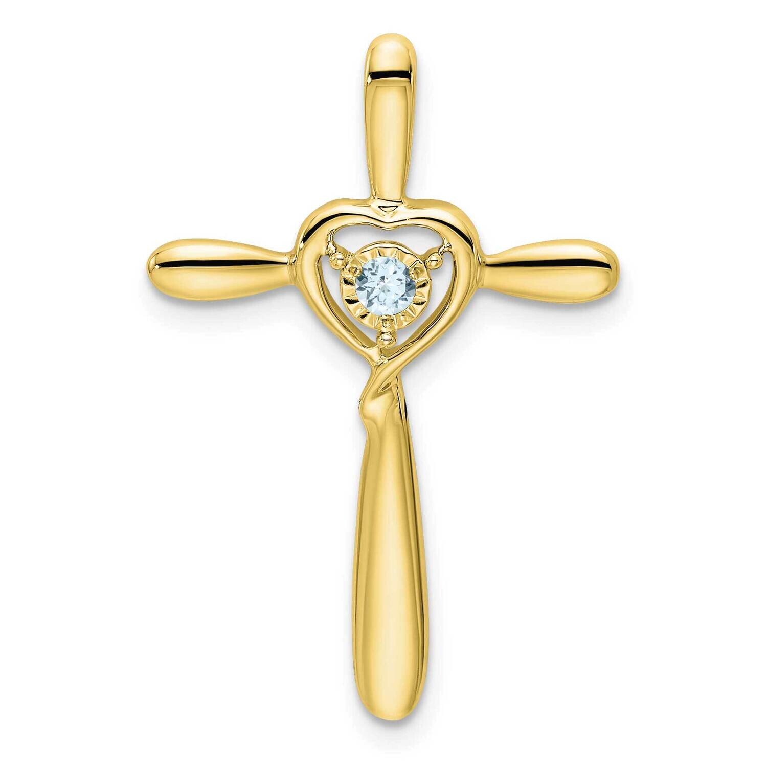 Aquamarine Cross Heart Chain Slide 10k Gold PM7408-AQ-1Y, MPN: PM7408-AQ-1Y,