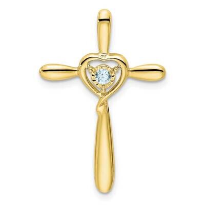 Aquamarine Cross Heart Chain Slide 10k Gold PM7408-AQ-1Y, MPN: PM7408-AQ-1Y,