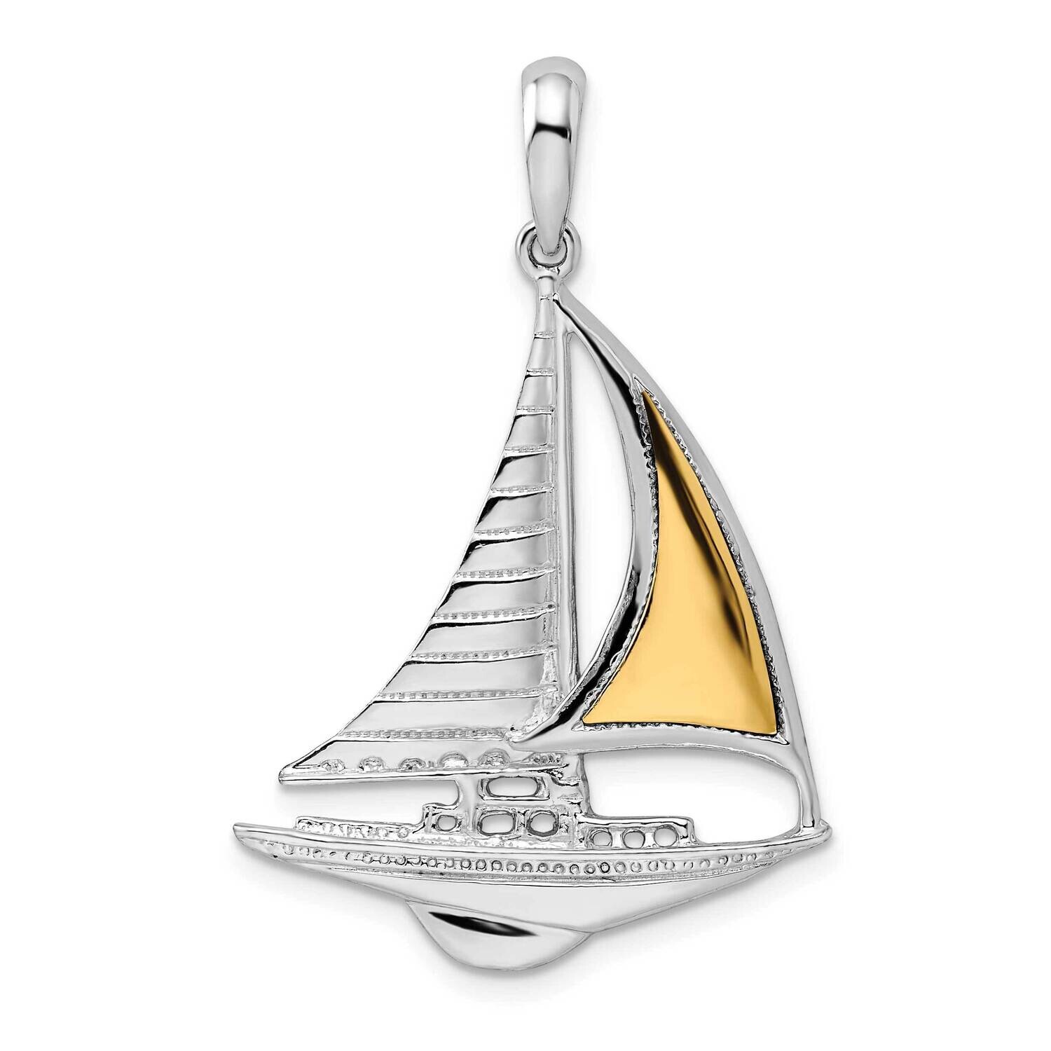 Sailboat 14K Accent Pendant Sterling Silver Polished QC10789G, MPN: QC10789G, 637218150373