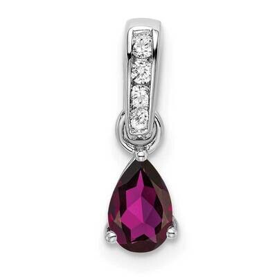Pear Rhodolite Garnet Diamond Pendant 14k White Gold PM7409-RG-005-WA, MPN: PM7409-RG-005-WA,