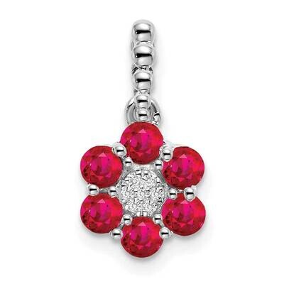 Ruby Diamond Floral Pendant 14k White Gold PM7191-RU-003-WA, MPN: PM7191-RU-003-WA,