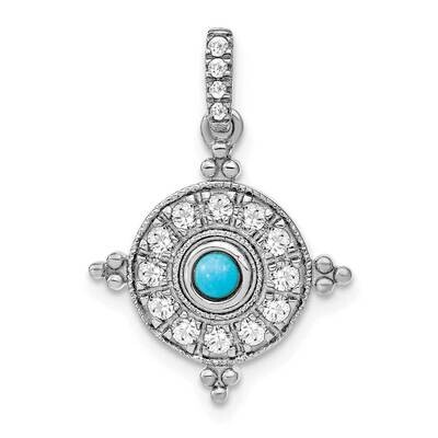 Turquoise White Topaz Pendant 14k White Gold PM7422-BTQ-W, MPN: PM7422-BTQ-W,
