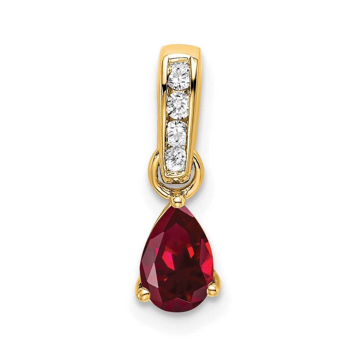 Pear Created Ruby Diamond Pendant 14k Gold PM7409-CRU-005-YA, MPN: PM7409-CRU-005-YA,