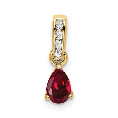 Pear Created Ruby Diamond Pendant 14k Gold PM7409-CRU-005-YA, MPN: PM7409-CRU-005-YA,