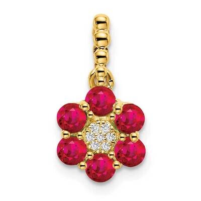 Ruby Diamond Floral Pendant 14k Gold PM7191-RU-003-YA, MPN: PM7191-RU-003-YA,