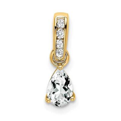 Pear White Topaz Diamond Pendant 10k Gold PM7409-WT-005-1YA, MPN: PM7409-WT-005-1YA,